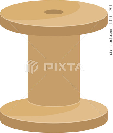An isolated tan spool used to hold thread, yarn, and other materials. Sewing and craft supply. An isolated tan spool used to hold thread, yarn, and other materials. Sewing and craft supply. 131331701