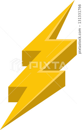 Golden yellow lightning bolt symbol against a black background, representing energy and power. Golden yellow lightning bolt symbol against a black background, representing energy and power. 131331766