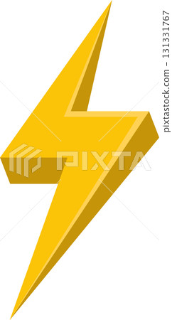 3D Yellow Lightning Bolt against Black Background. Electricity, power, danger, energy concept. 131331767