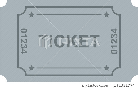 A classic grey admission ticket with stars on a diagonal striped background. Nostalgic design. A classic grey admission ticket with stars on a diagonal striped background. Nostalgic design. 131331774