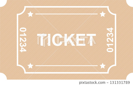 Ticket featuring a star design, number 01234, with a striped pattern, for entry or a drawing. 131331789