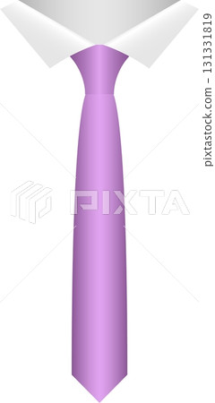 A pastel purple necktie sits beneath a white dress shirt collar on a solid black background. A pastel purple necktie sits beneath a white dress shirt collar on a solid black background. 131331819
