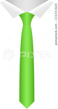 Bright green tie, white shirt collar, simple design on black background, clothing item for men Bright green tie, white shirt collar, simple design on black background, clothing item for men 131331820