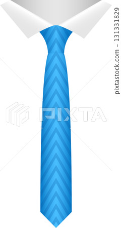 Stylish blue tie with chevron pattern paired with a crisp white collared shirt against black. Stylish blue tie with chevron pattern paired with a crisp white collared shirt against black. 131331829