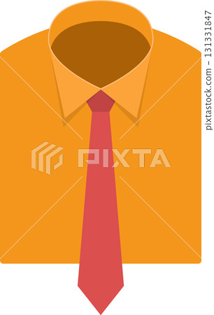 A vibrant yellow collared shirt paired with a red tie, a classic professional look. Simple design. 131331847