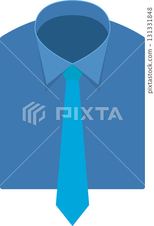 A blue shirt and tie vector design for business, office, or professional themes and backgrounds. 131331848