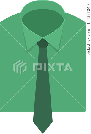 A neatly presented green dress shirt with a matching tie, radiating a sense of refined style. 131331849