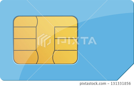 Light blue SIM card with gold chip, essential for cellular connectivity in modern devices. Light blue SIM card with gold chip, essential for cellular connectivity in modern devices. 131331856