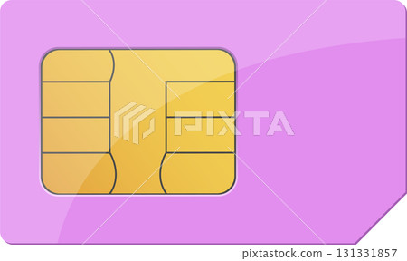 A pink-and-gold subscriber identity module (SIM) card for connecting cellular devices. 131331857