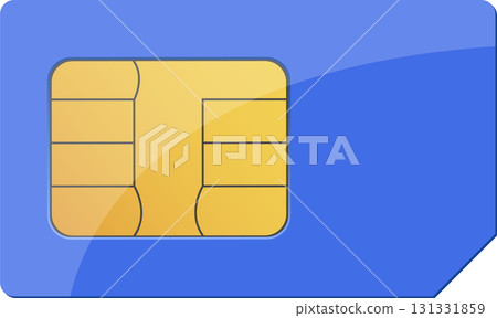 Illustration of a blue SIM card with gold electronic contacts for mobile phone connectivity. Illustration of a blue SIM card with gold electronic contacts for mobile phone connectivity. 131331859