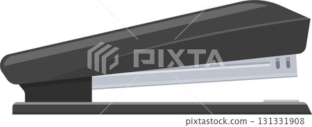 Illustration of a dark grey stapler on a white background, ideal for office or school supplies. 131331908