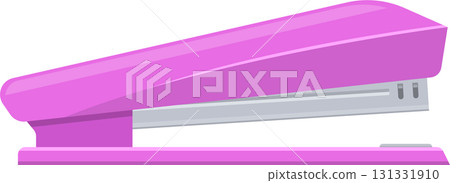 A shiny pink stapler sits horizontally. The stapler looks brand new and ready to bind some papers. 131331910