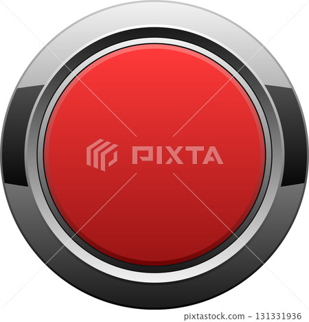 A bold red button with a metallic border, suggesting a control, emergency, or alert system. A bold red button with a metallic border, suggesting a control, emergency, or alert system. 131331936