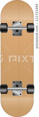 Wooden skateboard deck with trucks and wheels, ideal for skating and extreme sport enthusiasts. Wooden skateboard deck with trucks and wheels, ideal for skating and extreme sport enthusiasts. 131331994