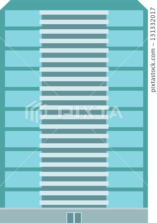 Illustration of a tall, contemporary building with a flat roof and repeating window pattern. 131332017