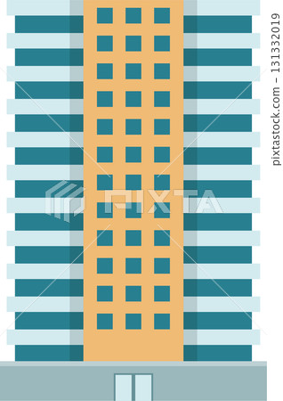 Tall Apartment Building Facade with Multiple Windows and Tan Exterior Panels - City Living 131332019
