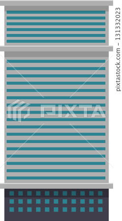 Abstract architectural design featuring layered horizontal lines and a grid of small squares. 131332023