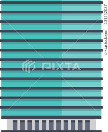 Vector illustration of a building facade with horizontal architectural elements in blue and grey. Vector illustration of a building facade with horizontal architectural elements in blue and grey. 131332027