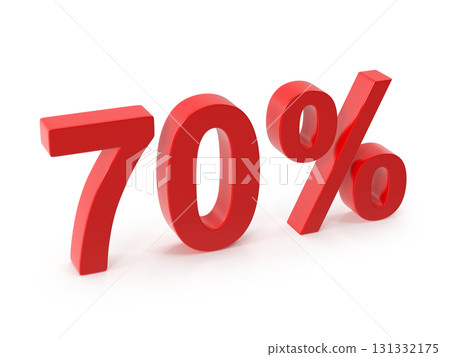 Red 3D 70 Percentage Sign 131332175