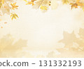 Fall scene in cream color shades. Autumn background with shadow of maple tree leaves on a wall. 131332193