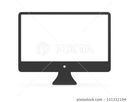 Modern Computer Monitor Silhouette on White Background Modern Computer Monitor Silhouette on White Background 131332194