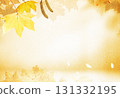 Fall scene in cream color shades. Autumn background with shadow of maple tree leaves on a wall. 131332195