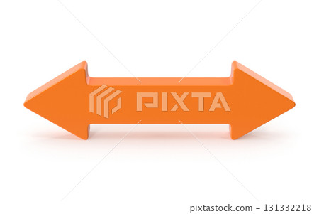 Orange bidirectional arrow symbol indicating opposite directions 131332218