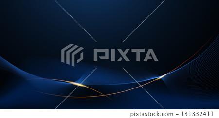 Vector abstract, blue- black color background, luxury wave gold line pattern, Illustration modern graphic design for invite, premium, Vip template, business banner or futuristic technology background 131332411
