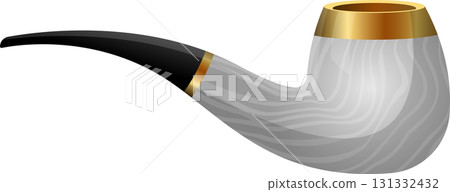 Elegant smoking pipe with a curved black stem and a light gray bowl, classic relaxation tool. Elegant smoking pipe with a curved black stem and a light gray bowl, classic relaxation tool. 131332432