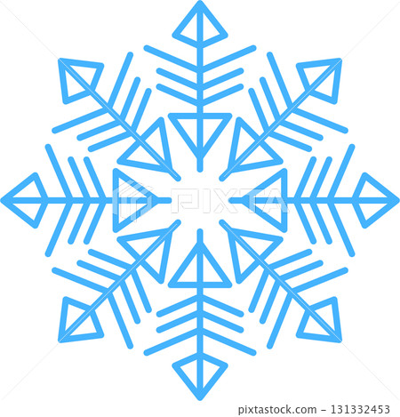 Delicate, intricate blue snowflake design on a stark black background, evoking winter beauty. 131332453