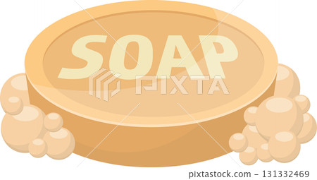 A bar of bath soap sits ready to use for personal hygiene with bubbles and lather showing. A bar of bath soap sits ready to use for personal hygiene with bubbles and lather showing. 131332469