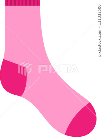 A single light pink sock with a dark pink heel, toe and ribbed upper cuff shown on a black background. A single light pink sock with a dark pink heel, toe and ribbed upper cuff shown on a black background. 131332500