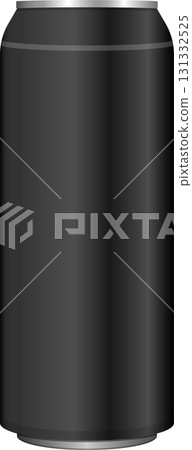 Sleek black can with silver accents, suitable for beverages or other packaged products. Sleek black can with silver accents, suitable for beverages or other packaged products. 131332525