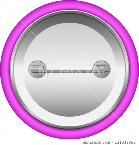 Round button with silver finish, pale face, and pink rim for attaching to clothes or fabric. Round button with silver finish, pale face, and pink rim for attaching to clothes or fabric. 131332562