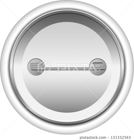 Metallic button with a line between two circles with different symbols on a white background Metallic button with a line between two circles with different symbols on a white background 131332563