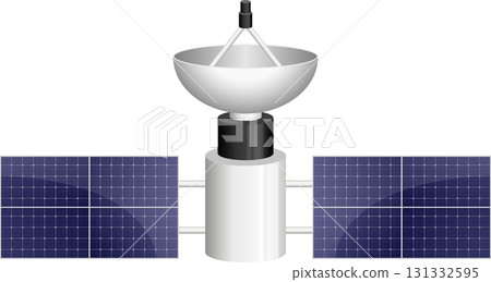 Satellite with solar panels, designed for communication and power generation in space, orbiting earth. 131332595