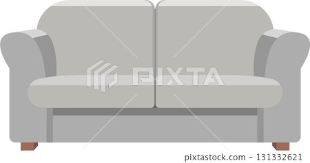 Comfortable two-seater light gray couch perfect for relaxing or entertaining guests in your home. 131332621