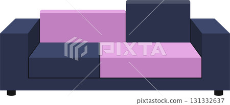 Modern two-tone sofa in navy and pink offers a comfortable and stylish seating option. 131332637