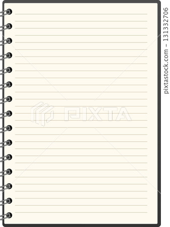 An empty notebook with lined pages is displayed, ready for writing, drawing, or note-taking. An empty notebook with lined pages is displayed, ready for writing, drawing, or note-taking. 131332706