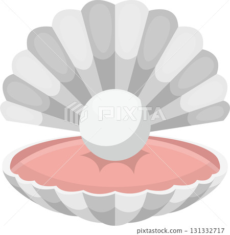 A lustrous pearl nestled securely within the pink and white ridges of a beautiful seashell. A lustrous pearl nestled securely within the pink and white ridges of a beautiful seashell. 131332717