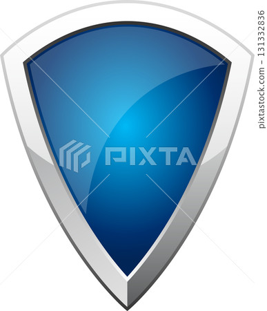 Stylized blue shield with a silver border, conveying security, protection, and trustworthiness. 131332836
