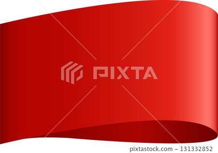 Striking red ribbon unfurling with a dynamic curve, ideal for highlighting a vibrant message. 131332852