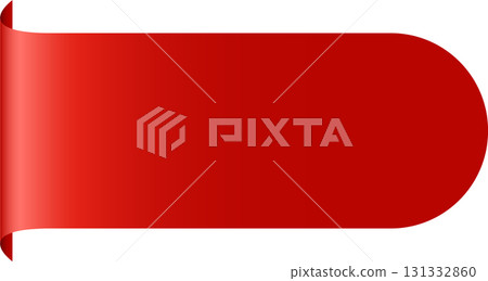 A vibrant red banner with a curled edge, isolated on a black background. Clean graphic element. 131332860