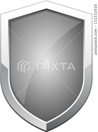 Metallic silver shield icon. Represents protection, security, and defense. Strong and dependable. 131332916