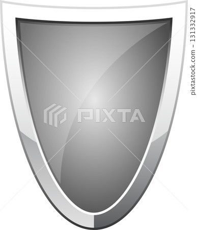 Metallic shield emblem: A sleek, polished symbol representing security, protection, and resilience. 131332917