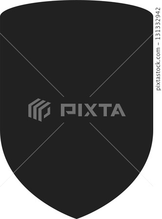 A minimalist, solid black shield design. The shape is classic with simple, rounded features. 131332942