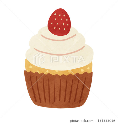 Strawberry cupcake watercolor hand-drawn illustration Strawberry cupcake watercolor hand-drawn illustration 131333056