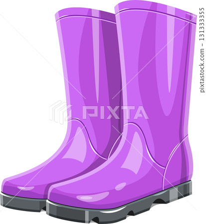 Pair of purple rain boots, perfect for muddy adventures, gardening, or puddle jumping fun! 131333355