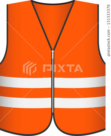 Safety first: High-visibility orange vest with reflective stripes for optimal visibility and protection. 131333376