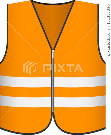 A hi-vis safety vest with reflective stripes, designed to enhance visibility in low light. 131333380